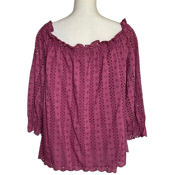 Lane Bryant Women’s Eyelet Off The Shoulders Peasant Top Blouse Plus Size 18/20 - Picture 6 of 10